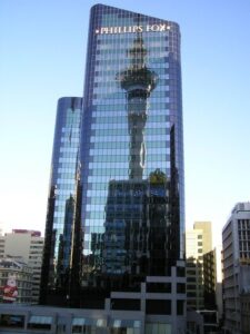 Sky Tower reflection, Auckland
